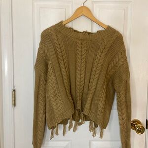 Altar’d State Cozy Cable Knit Sweater - Brown